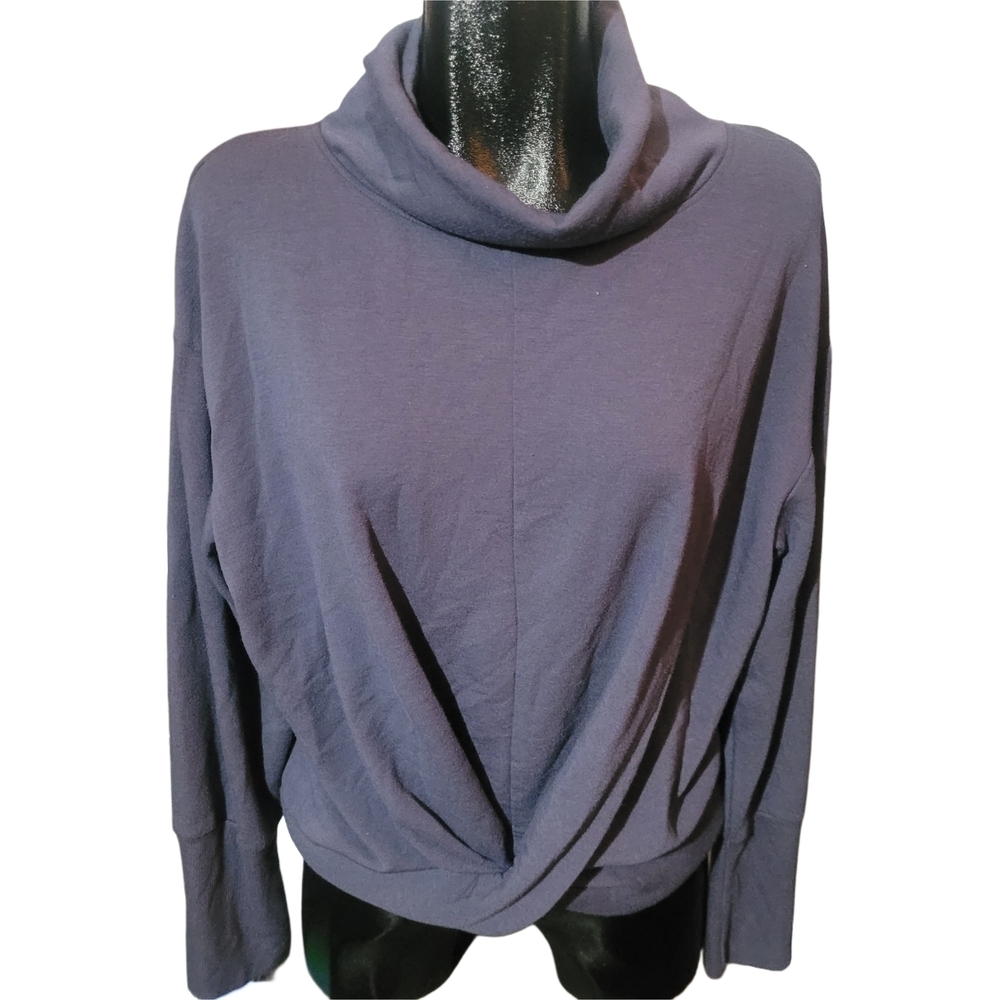Apana Draped Neck Activewear Yoga Sweatshirt With Twist Fabric Front XL